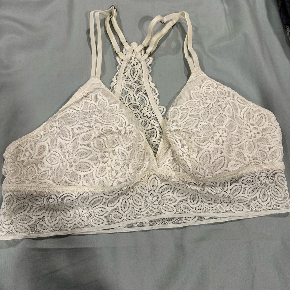 Aerie Cream Lace Racerback Bralette